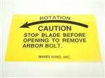 Caution Tag - LH Blade Rotation