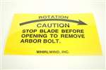 Caution Tag - RH Blade Rotation
